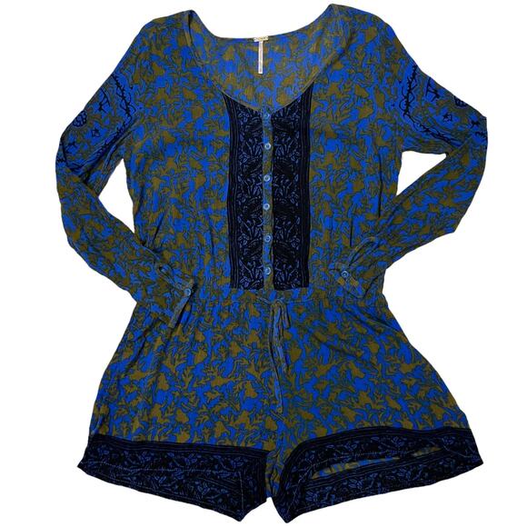 Free People Resort Romper - Electric Blue Floral - XS - Picture 9 of 12